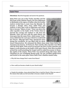 St. Peter and St. Paul Worksheets